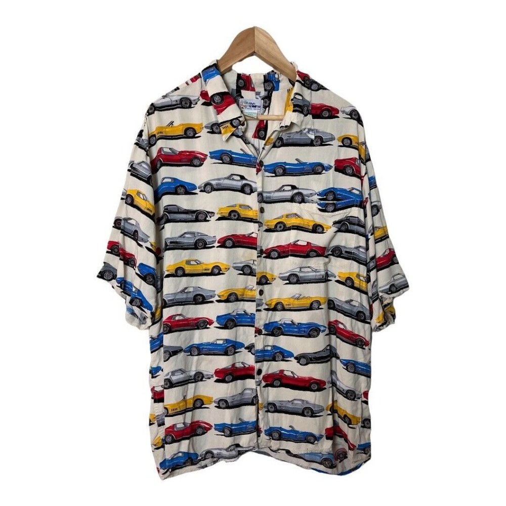 Vintage Reyn Spooner Corvette Rayon Shirt Hawaiian Chevrolet XXL